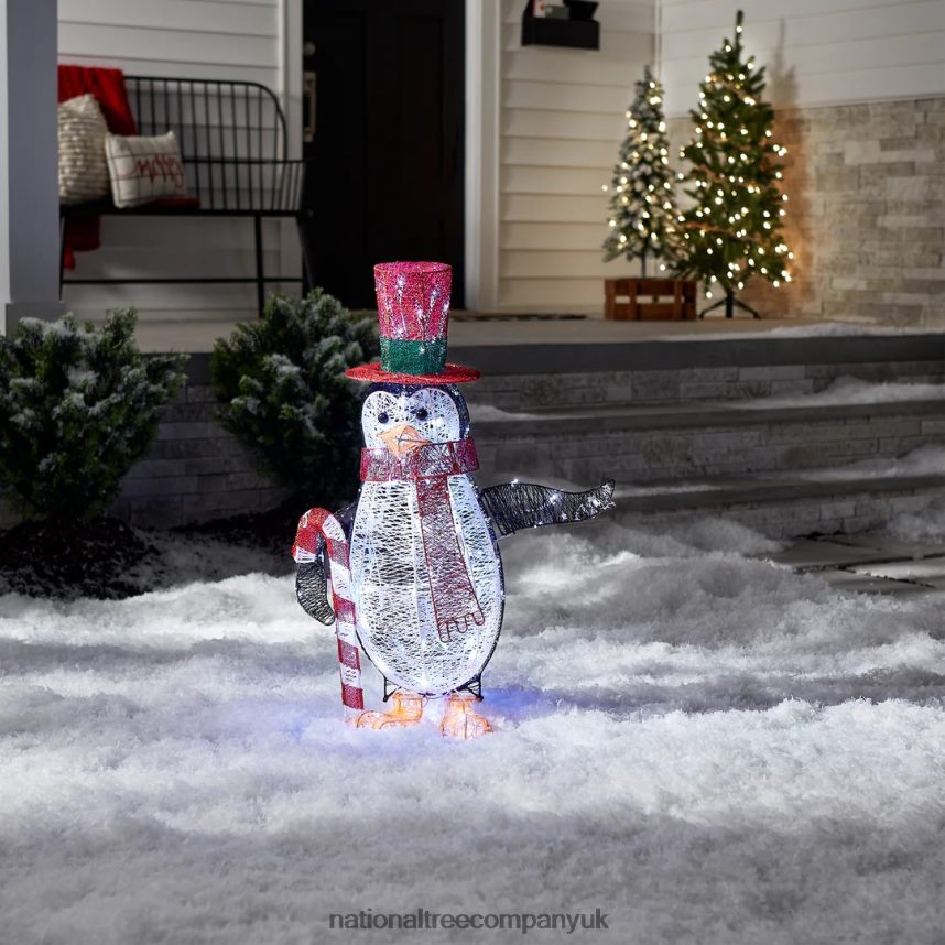 decoration | National Tree Company Prelit LED 36\ Penguin with Red Top Hat and Candy Cane Decor F2L4F617